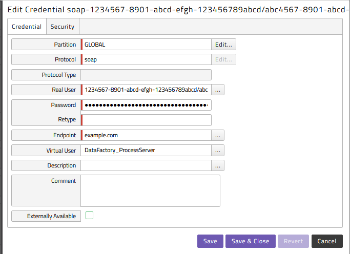 Example Azure credential